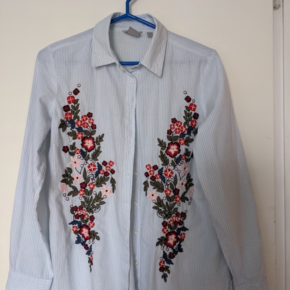 Tristan dress shirt with embroidered flowers size medium - Picture 1 of 2